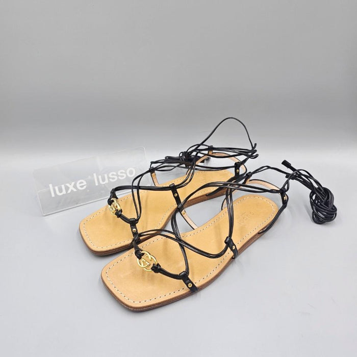 GUCCI Women Interlocking G Strappy Leather Sandals 738680