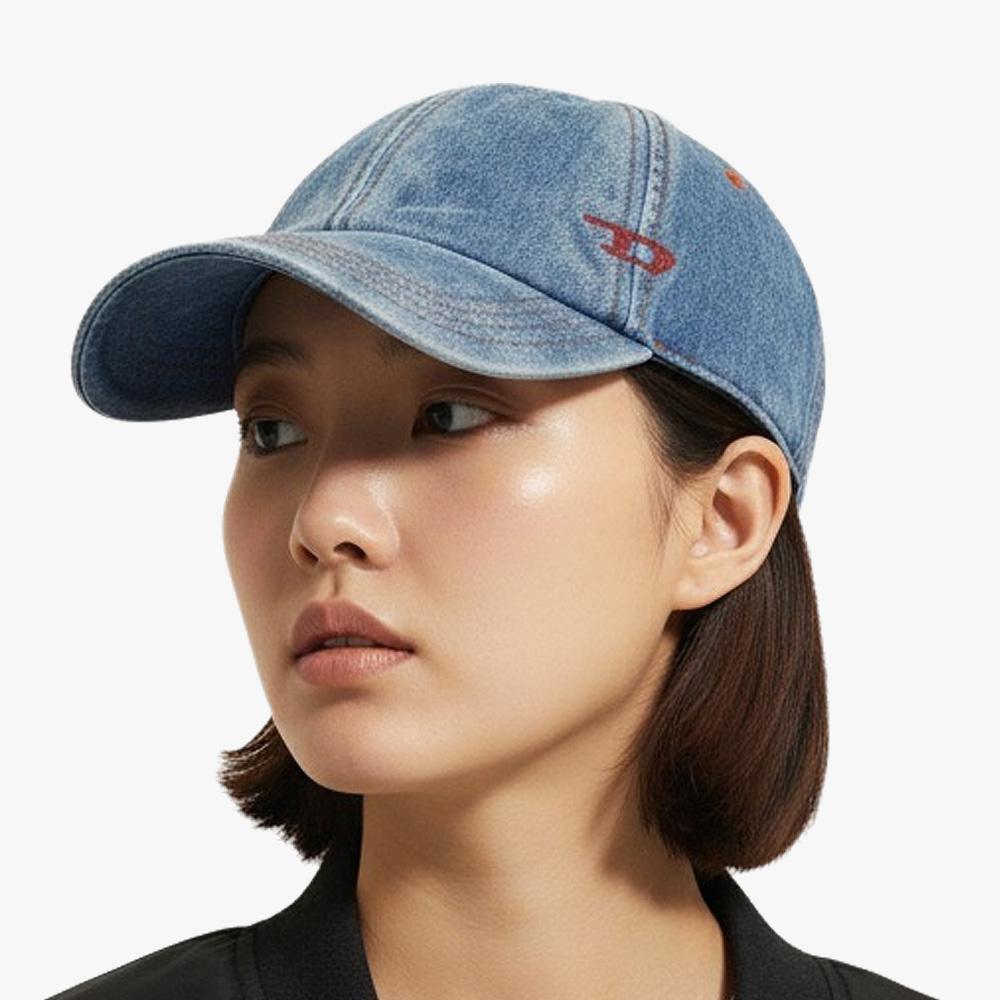 DIESEL Blue Denim Embroidered Logo Baseball Cap
