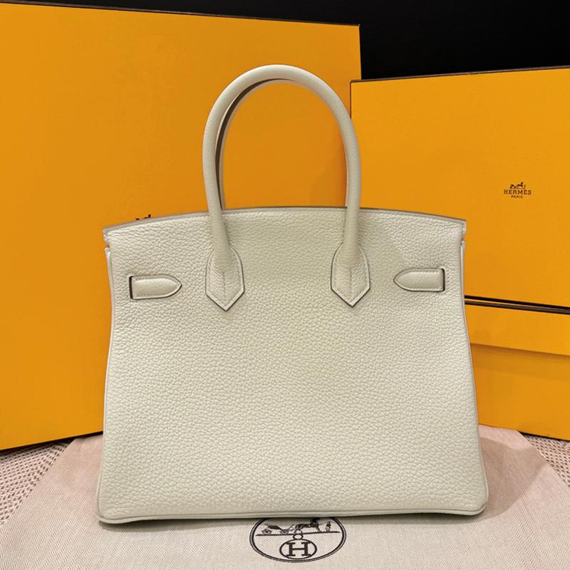 HERMES Togo Leather Birkin Bag Mushroom Color 30 Tote Unisex