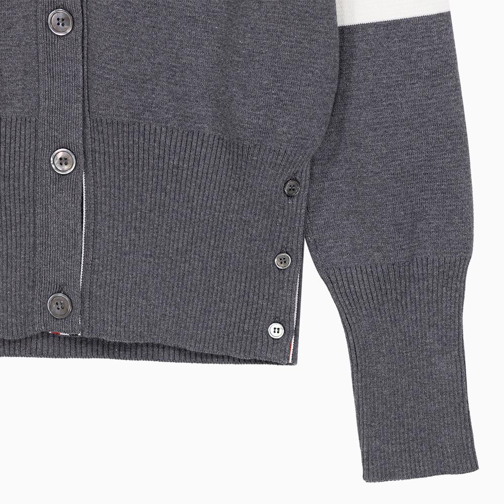 THOM BROWNE Women’s 4-Bar Stripe Milano Stitch Gray Cardigan