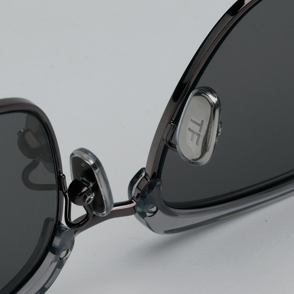 TOM FORD Transparent Gray Half-Rim Square Asian Fit Sunglasses TF1139K 20A