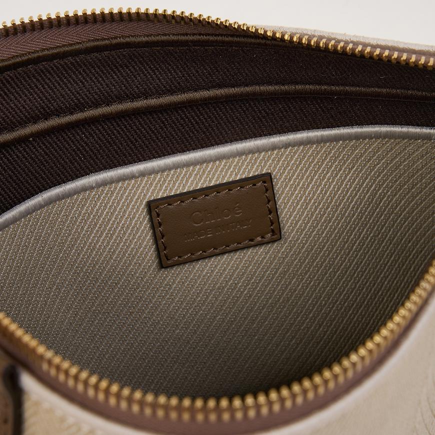 Chloe Canvas Carrie Shoulder Bag Women Beige