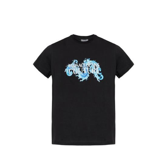 Versace Black Short Sleeve T-Shirt for Men 80GAHE02 CJ00E 899 BLACK DOM