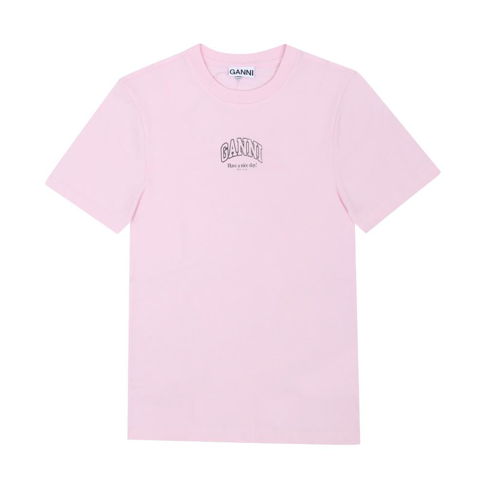 GANNI Logo Print Short Sleeve Women's T-Shirt A1050057 868