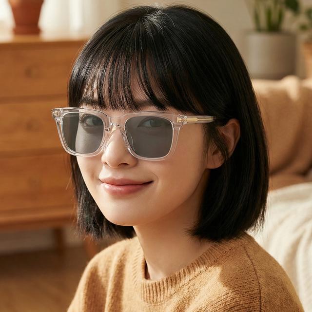 TOM FORD Transparent Square Acetate Sunglasses Asian Fit Unisex TF970K 26A