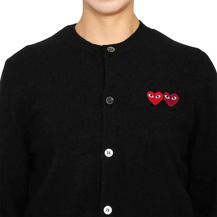 Comme des Garcons Black Double Heart Unisex Cardigan