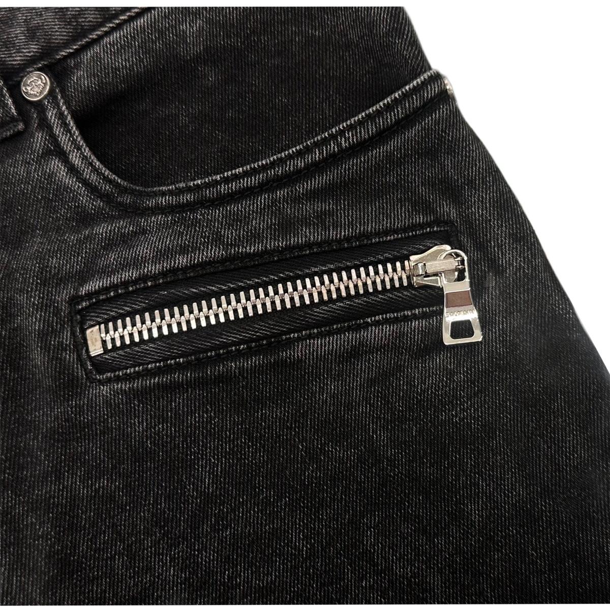 Balmain Men's Biker Washed Black Denim Jeans VH1MG005107D