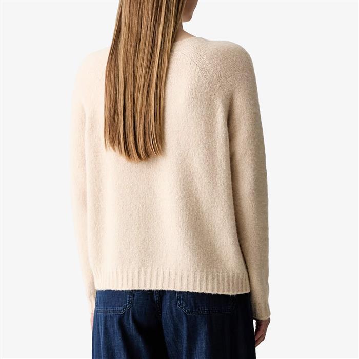 Max Mara Alpaca Blend Round Neck Knit Sweater Ivory