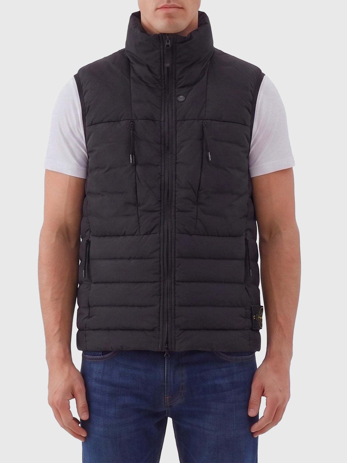 STONE ISLAND Black Nylon Down Vest
