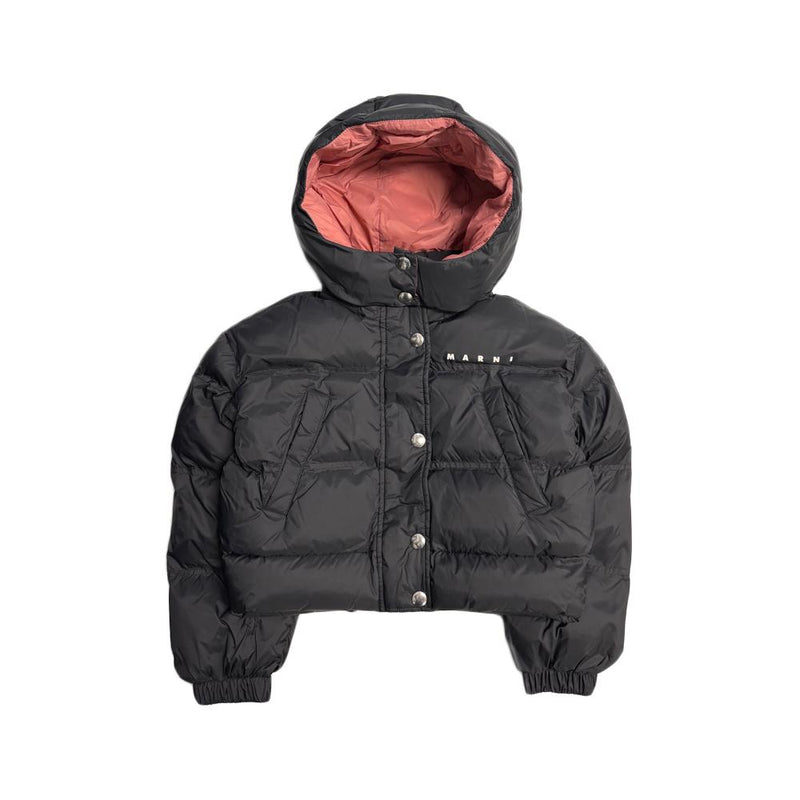 Marni Kids Women’s Hooded Cropped Puffer Jacket Black