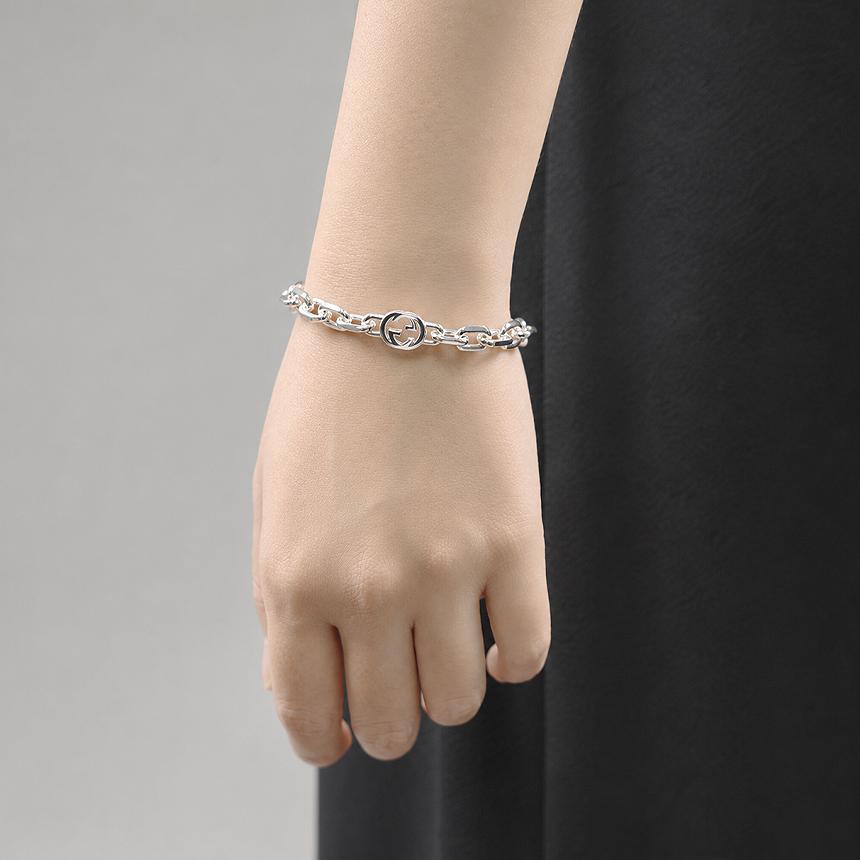 GUCCI Interlocking Silver Bracelet 620798 J8400 8106