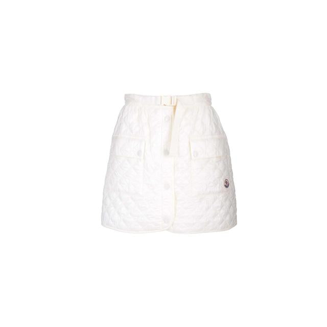 Moncler Logo Quilted Mini Skirt Ivory Women’s