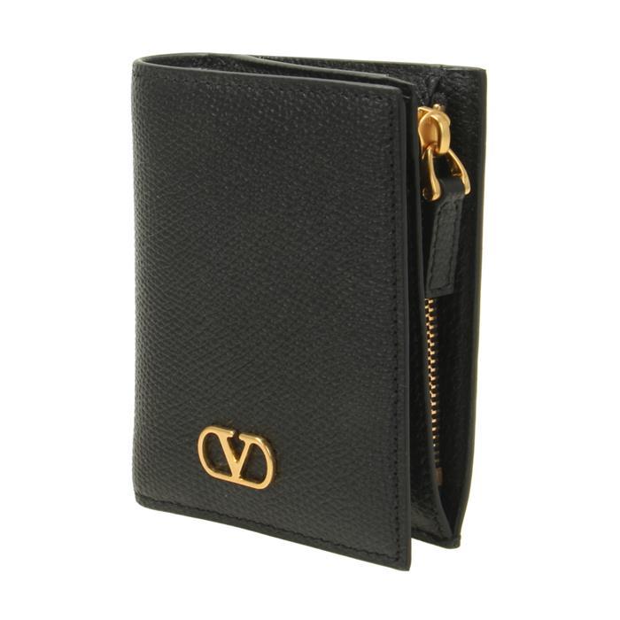VALENTINO V-Logo Signature Black Leather Small Bifold Wallet