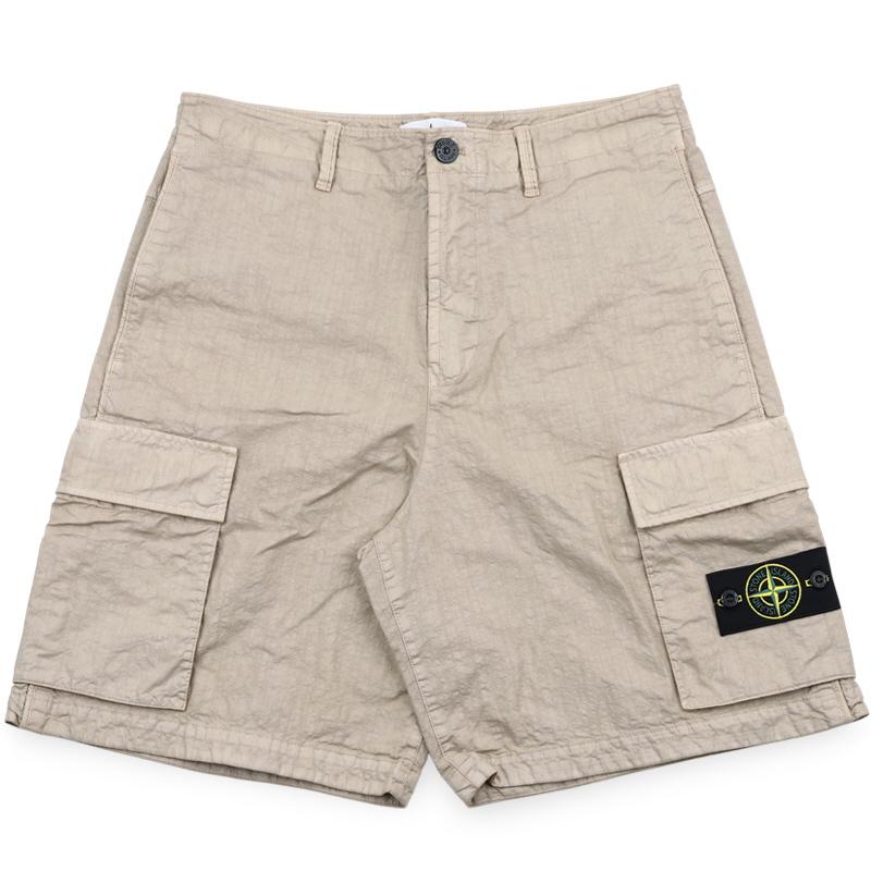 STONE ISLAND Men’s Beige Cargo Shorts with Patch Pocke L1S15 L100001 S0069 V009A