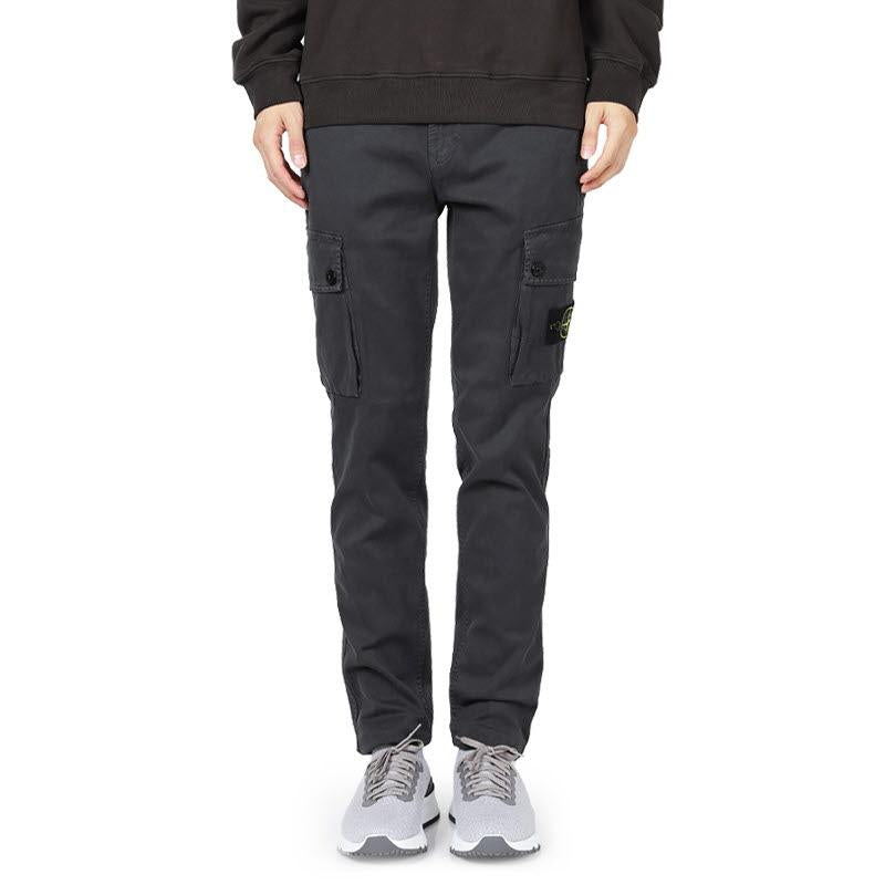 STONE ISLAND Dark Gray Woven Cargo Pants with Patch Poc K2S153100034 S00L1 V0162