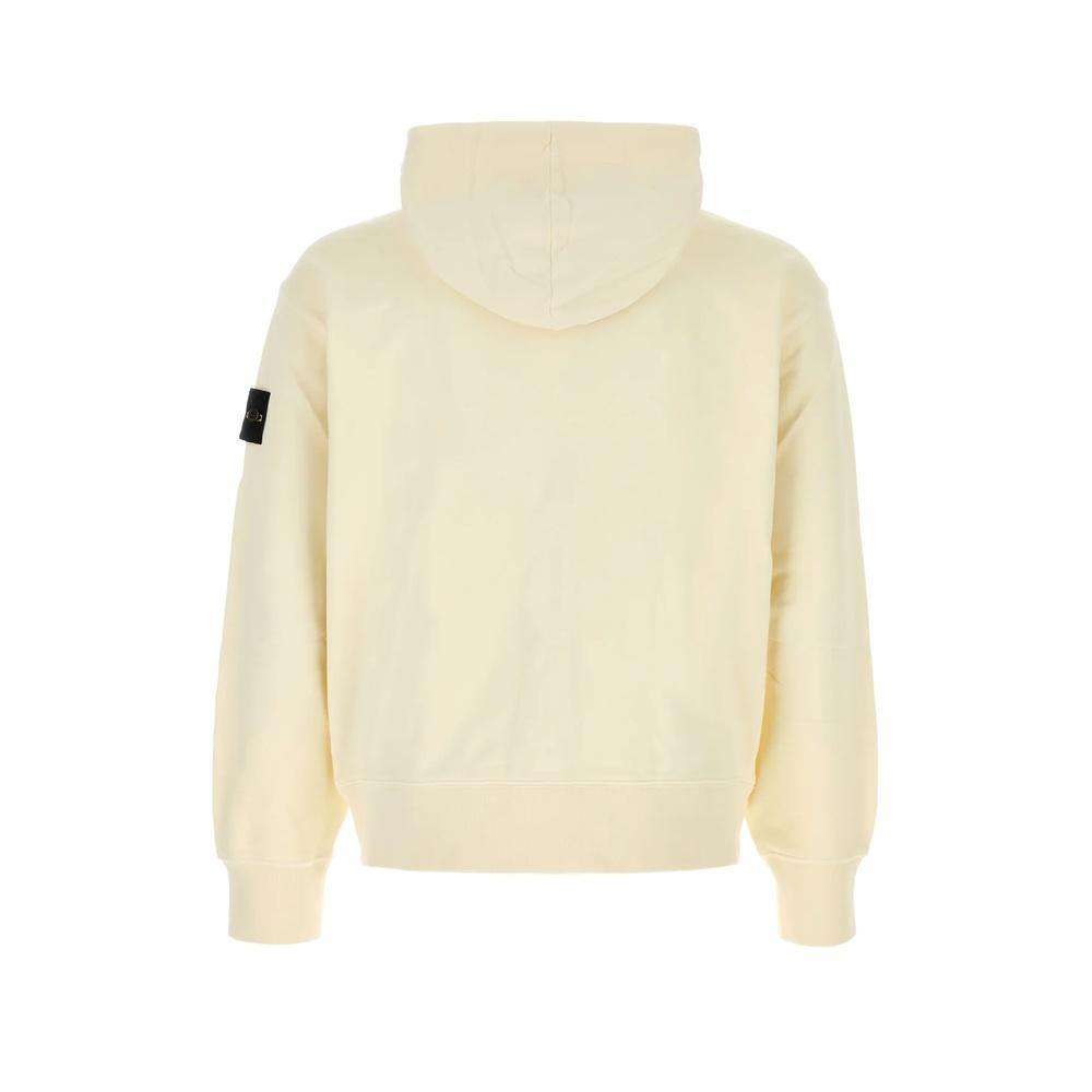 STONE ISLAND Organic Cotton Fleece Zip Hoodie Jacket Men Beige