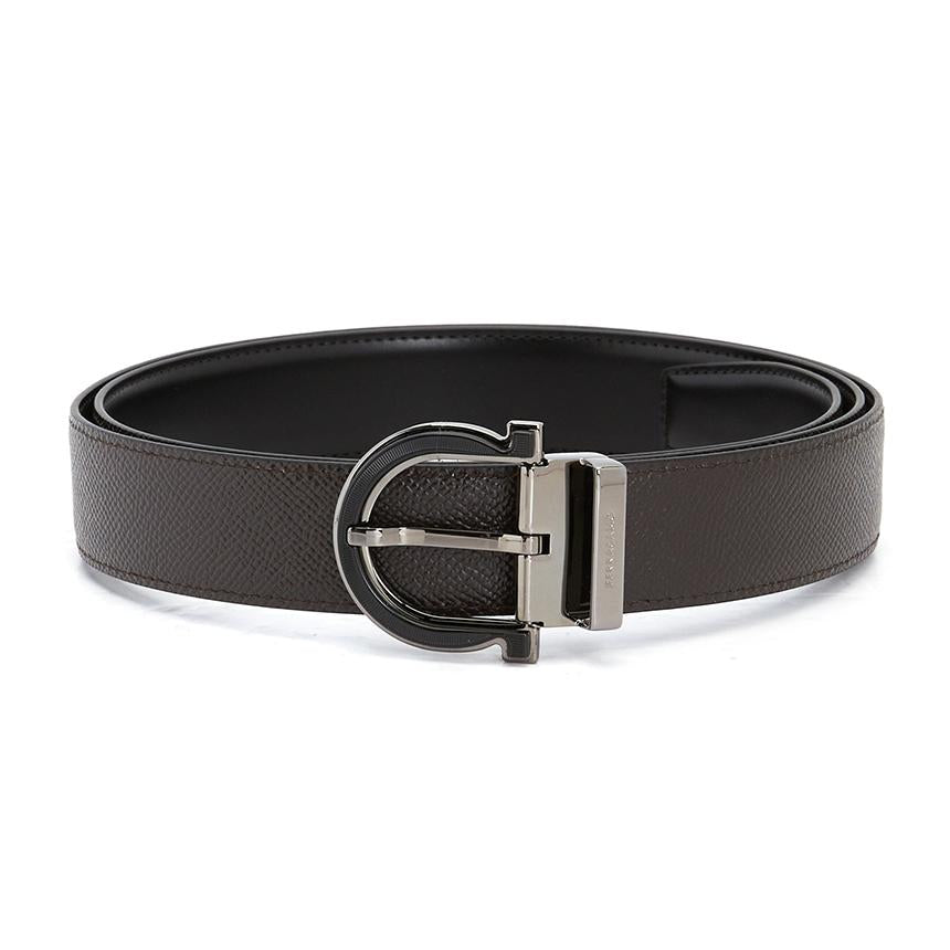 Ferragamo Gancini Men’s Reversible Leather Belt Pre-Cut 670196 0770683