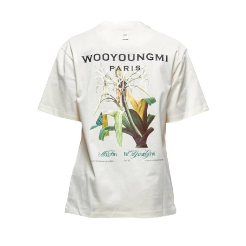 WOOYOUNGMI Ivory Flower Print Back Logo Short Sleeve T-Shirt M231TS48 702I