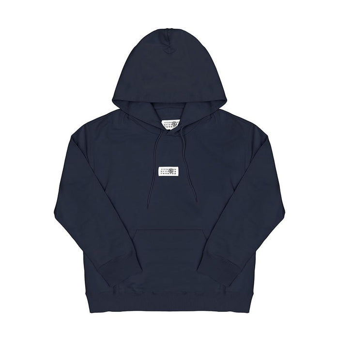 Maison Margiela Numbering Logo Patch Hoodie for Men Navy Cotton