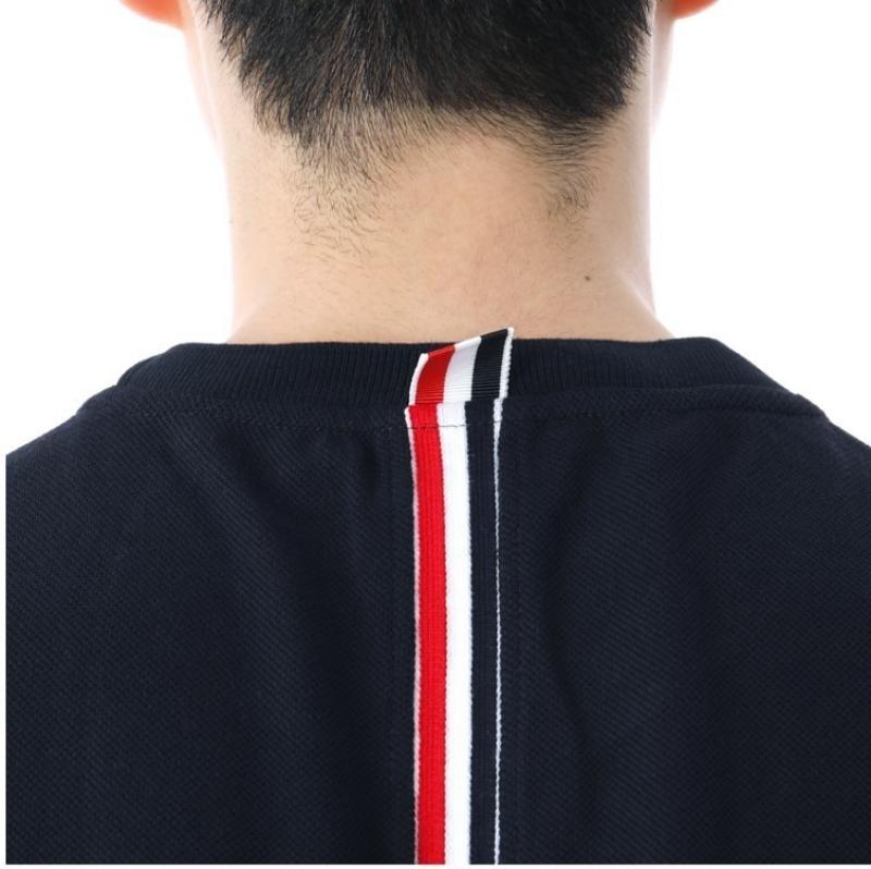 THOM BROWNE Relaxed Fit Navy Center Back Stripe Short Sleeve T-Shirt