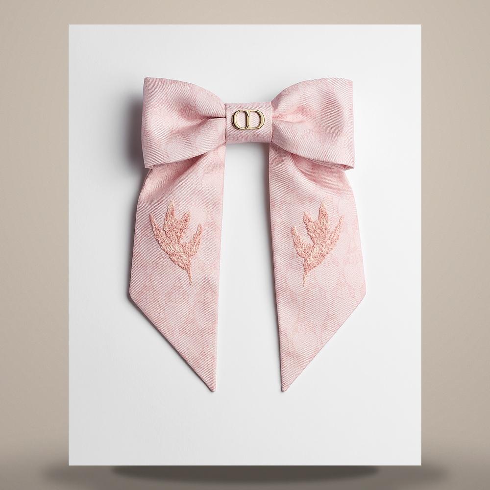 DIOR Pink Silk Twill Twist Bow Large Keyring CPA00314ETJC C408