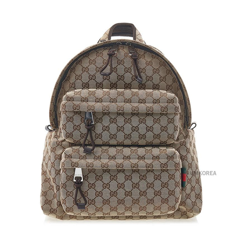GUCCI Men’s GG Canvas Medium Backpack Black Beige
