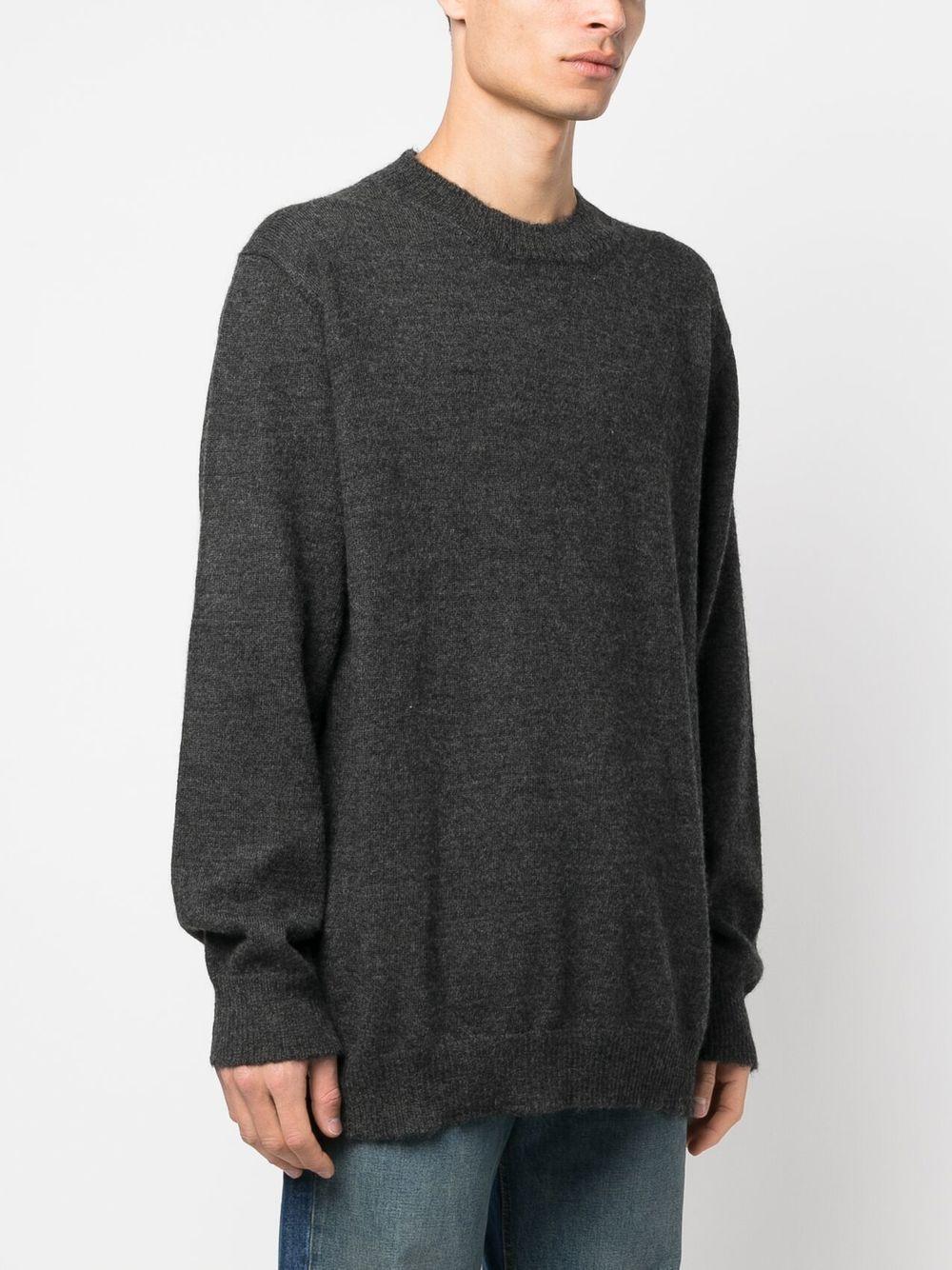 Maison Margiela Men’s Alpaca Crewneck Knit Sweater Dark Gray