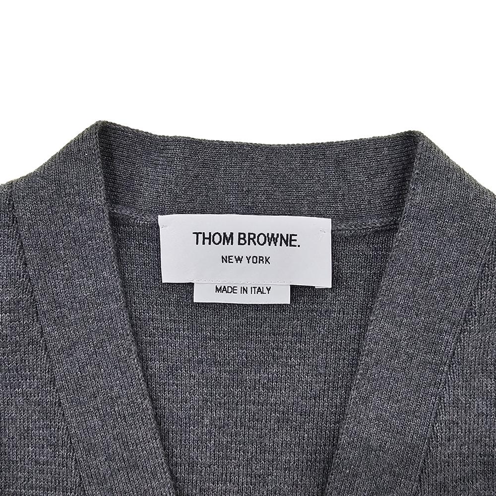 THOM BROWNE Women’s Classic Milano Stitch Wool Cardigan Gray