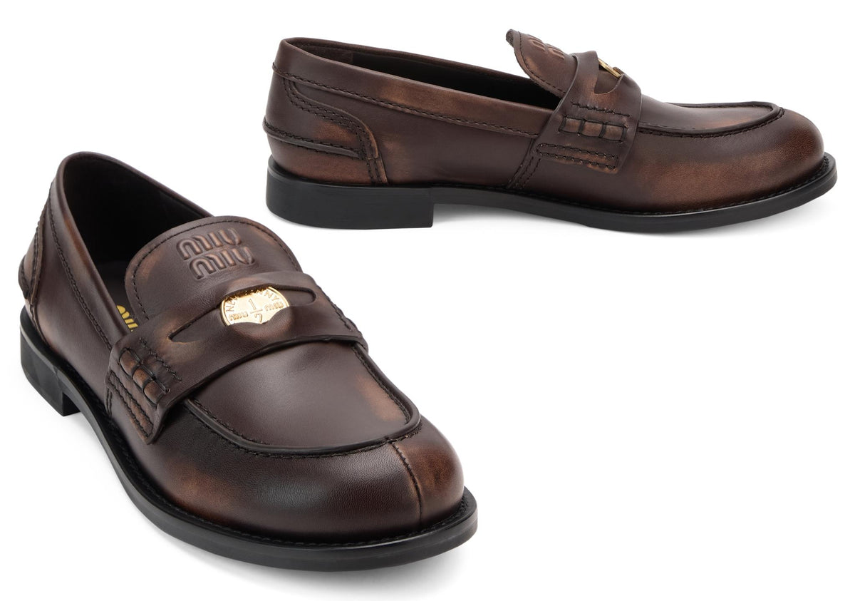 Miu Miu Black Leather Loafers