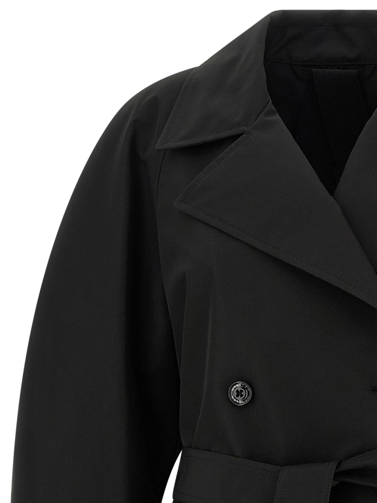 Moncler Black Double-Breasted Belted Trench Coat