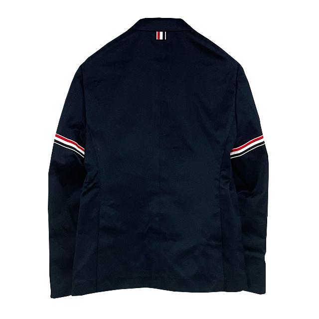 THOM BROWNE Navy Unconstructed Jacket with Grosgrain Tricolor Armband