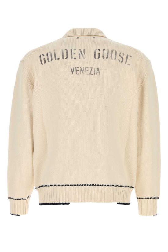 GOLDEN GOOSE White Wool Blend Crewneck Knit Sweater for Men