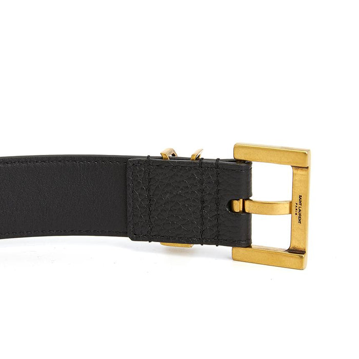 Saint Laurent Monogram Leather Men's Belt Black