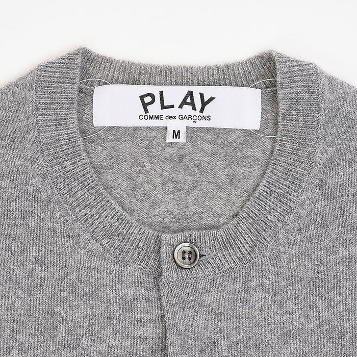 Comme des Garcons Unisex Grey White Heart Patch Cardigan Knit