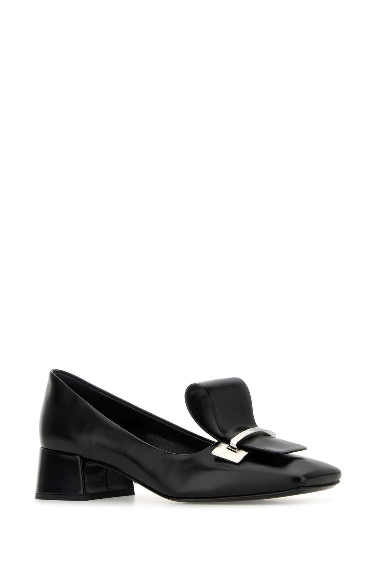 PRADA Black Leather Mary Jane Flats