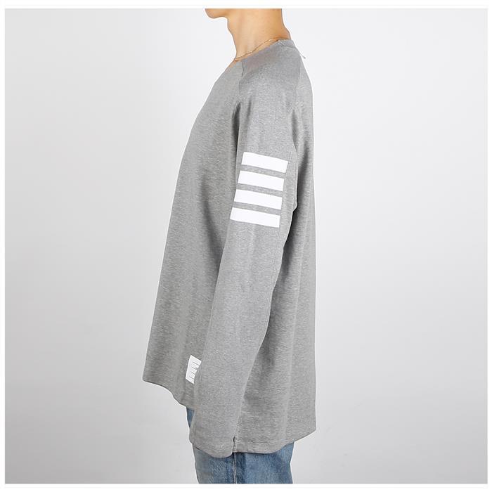 THOM BROWNE Diagonal Armband Long Sleeve T-Shirt Gray Men
