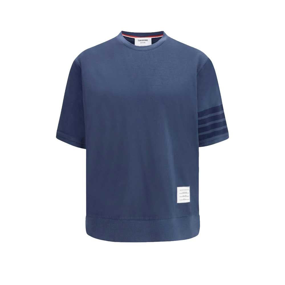 THOM BROWNE 4-Bar Short Sleeve T-Shirt Navy Men’s Cotton
