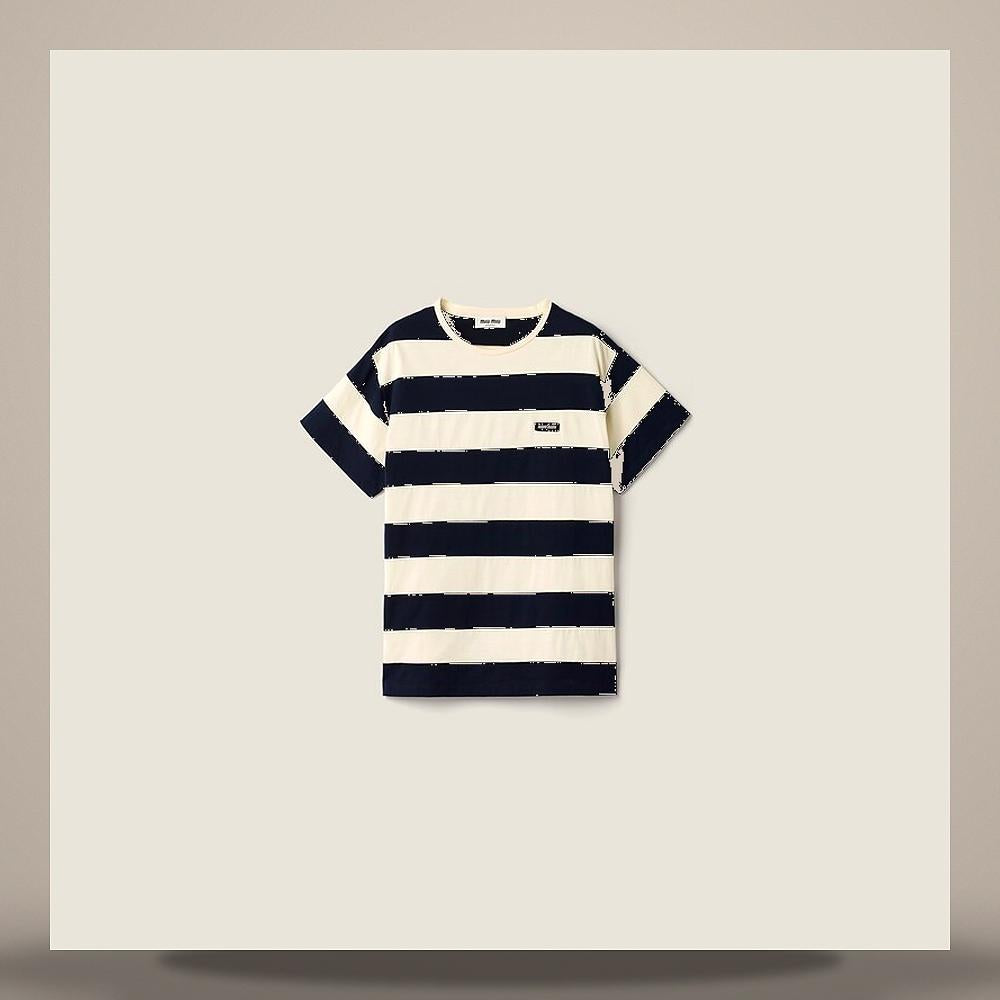 Miu Miu Stripe Jersey T-Shirt MJNA42 195L F067X
