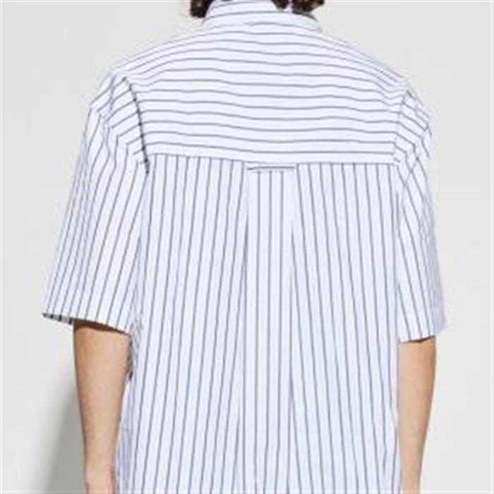 AMI Stripe Cotton Short Sleeve Ami de Coeur Wide Shirt