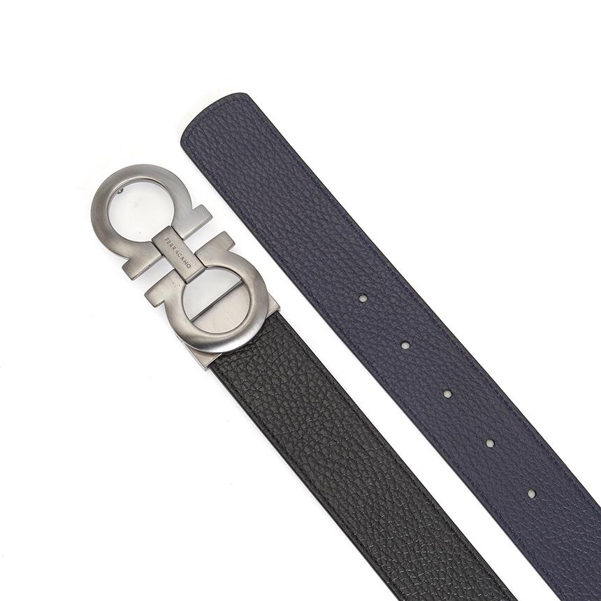 Ferragamo Gancini Reversible Leather Belt for Men, Pre-Cut 5542 180 0776307