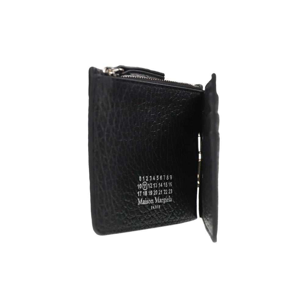Maison Margiela Stitch Money Clip Bifold Wallet Black Leather