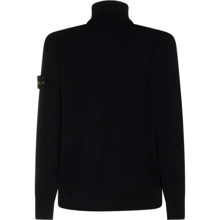 STONE ISLAND Black Wool Patch Logo Cardigan Unisex
