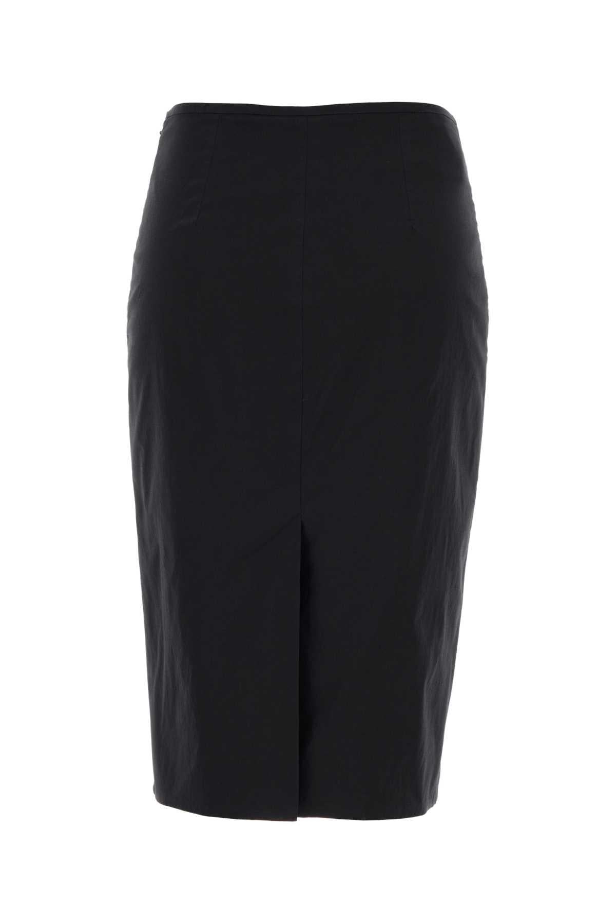 Miu Miu Black Wool Midi Skirt