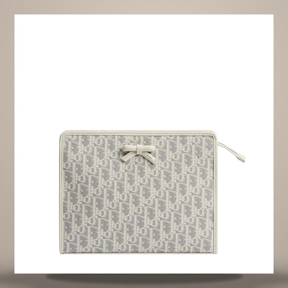 DIOR Latte Gray Oblique Jacquard Promenade D Pouch S2516PUQY M074