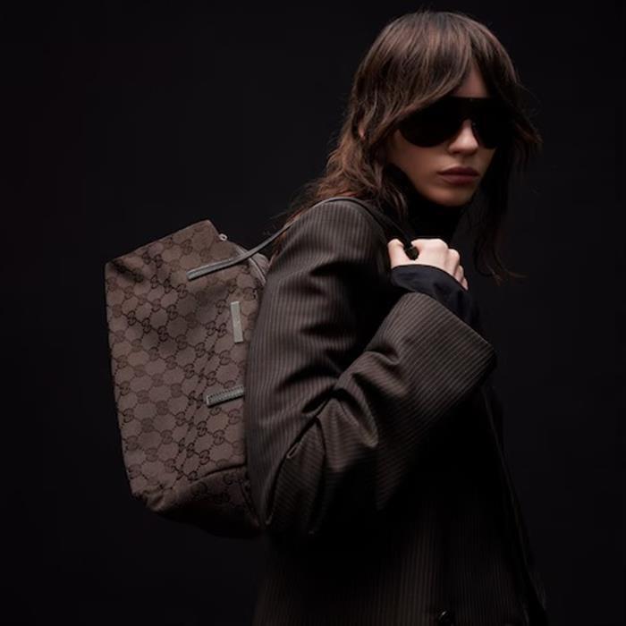 GUCCI Melrose Medium Boston Bag Brown Leather Shoulder Bag