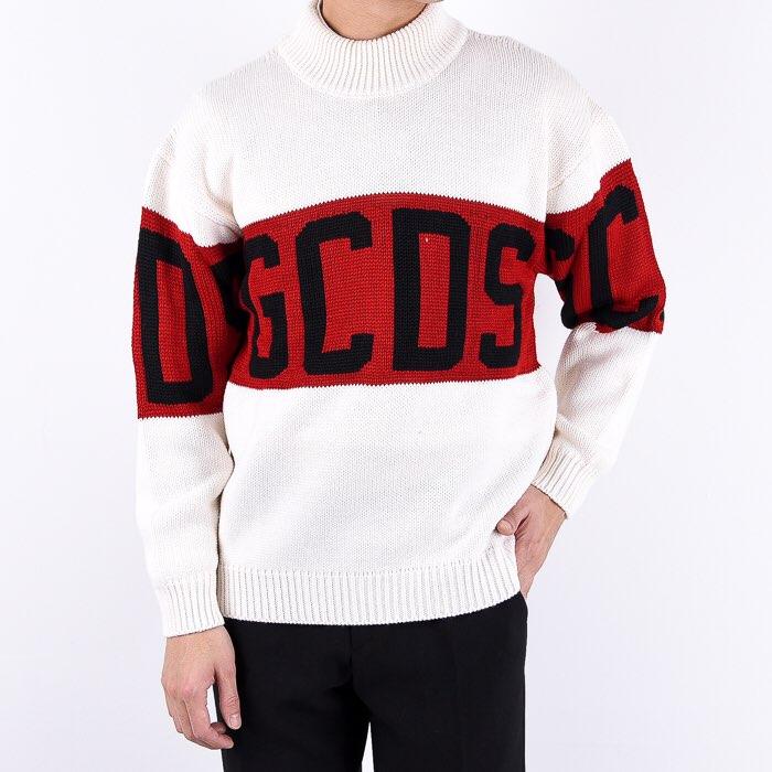 GCDS Men’s Colorblock Logo Wool Crewneck Sweater