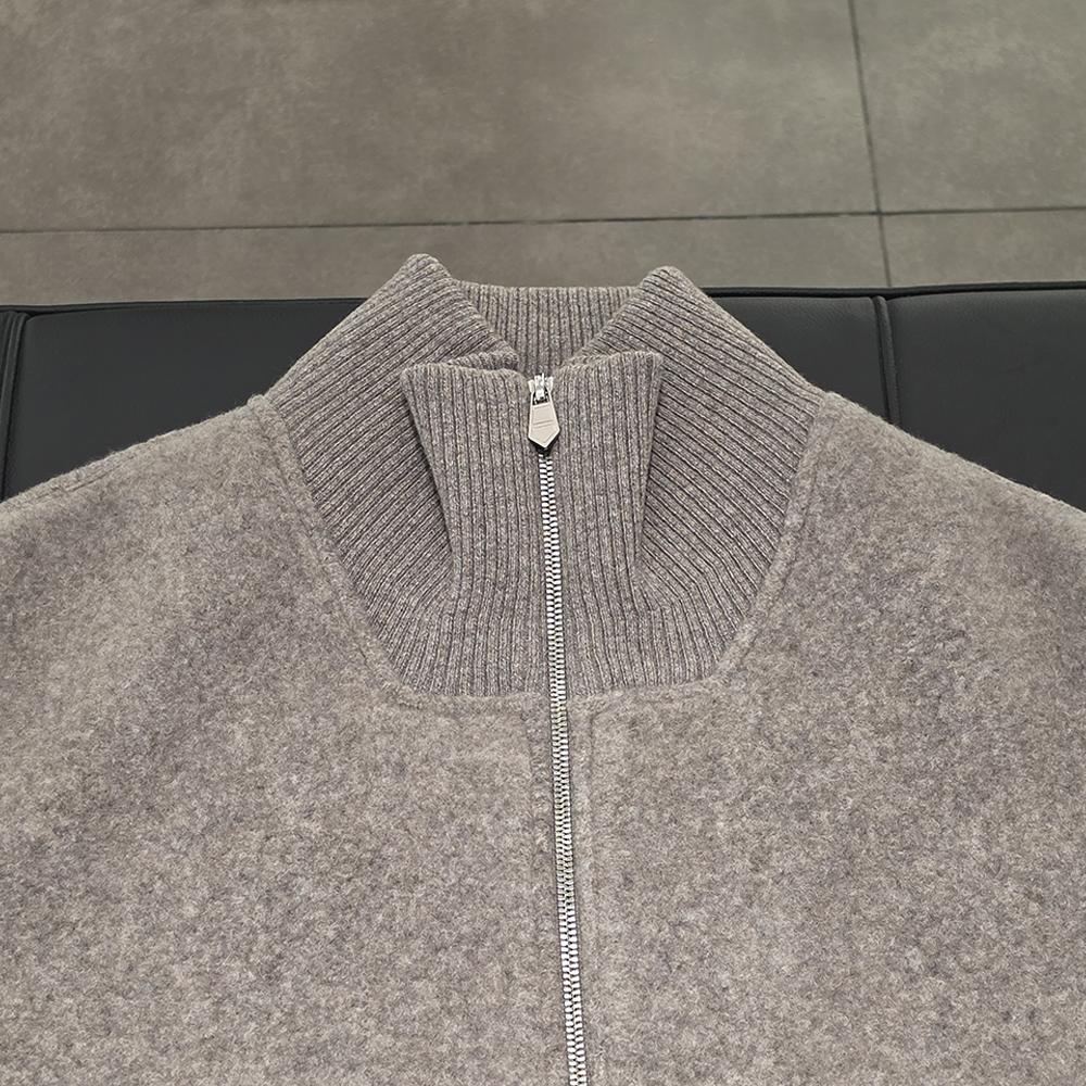 HERMES Wool Cashmere Lambskin Pocket Detail Knit Vest Etoupe Unisex
