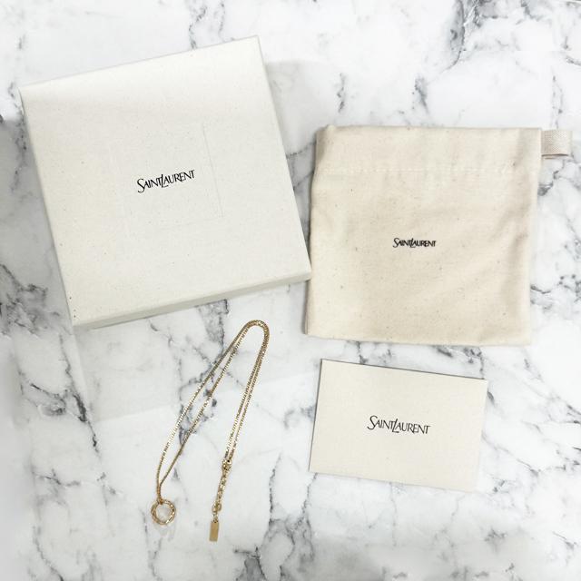 Saint Laurent Gold-Tone Cassandra YSL Logo Pendant Chain Necklace