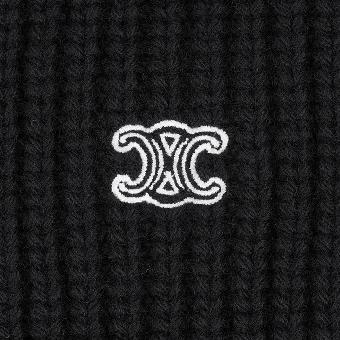 CELINE Black Ribbed Wool Trucker Turtleneck Sweater for Men