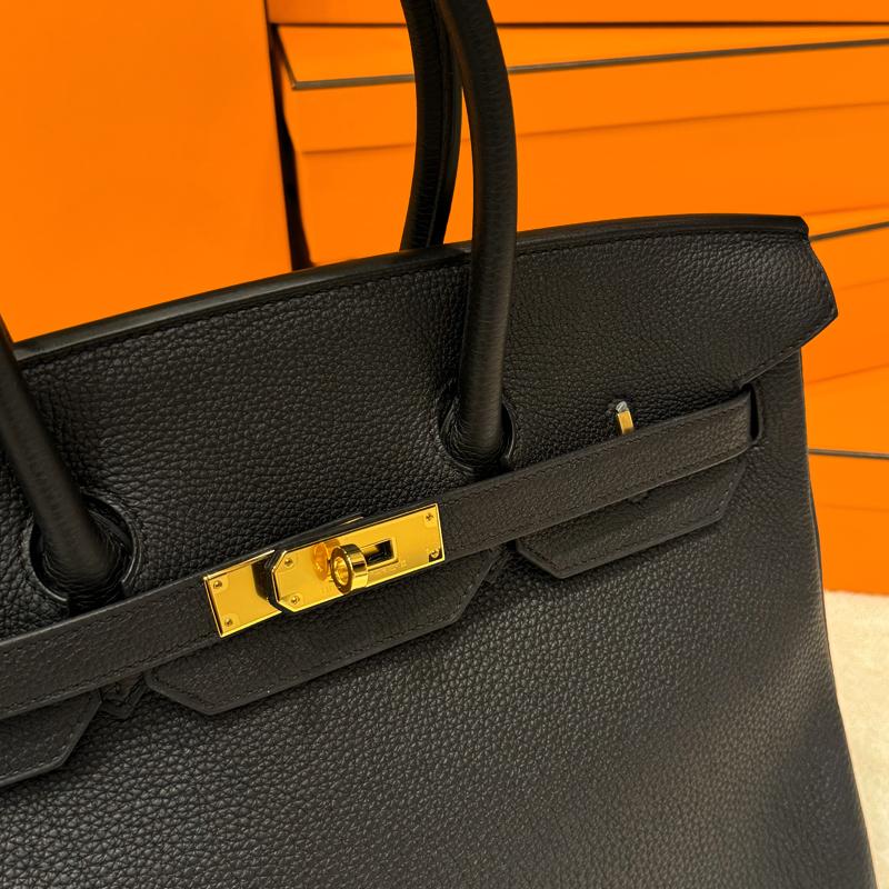 HERMES Togo Leather Birkin Bag Black 35 Tote